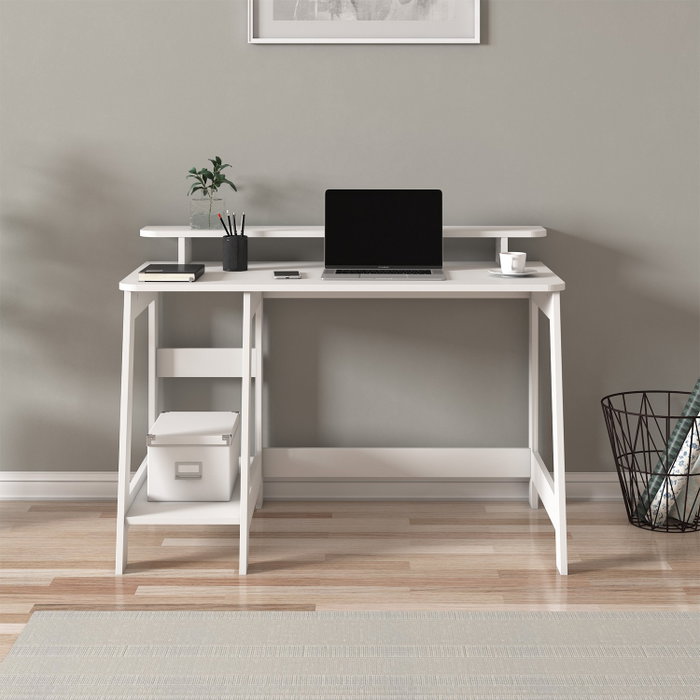 Hanah Home Escritorio de Estudio Blanco con Estantes Hanah Home Escritorio de Estudio Blanco con Estantes